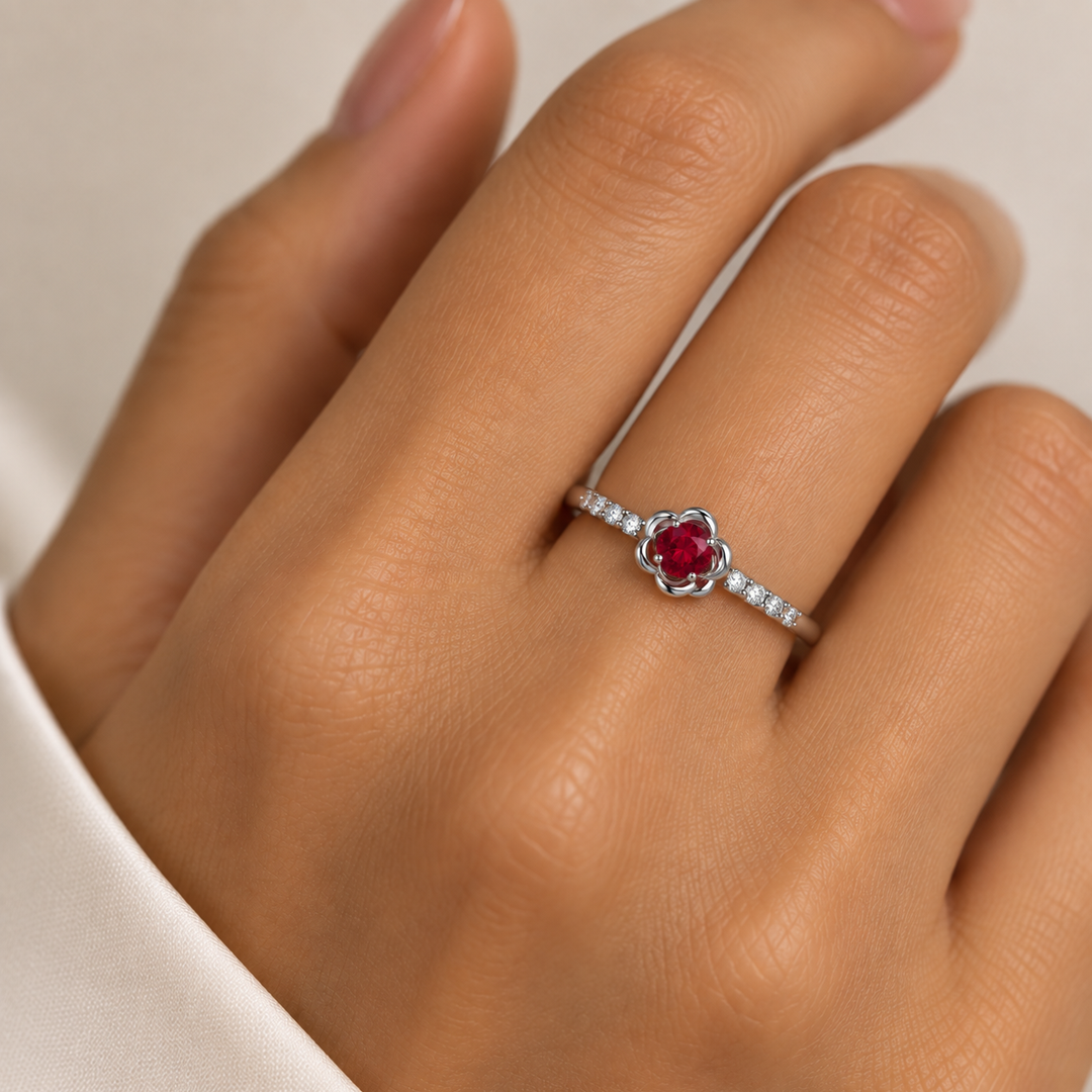 Rose Flower Engagement Ring