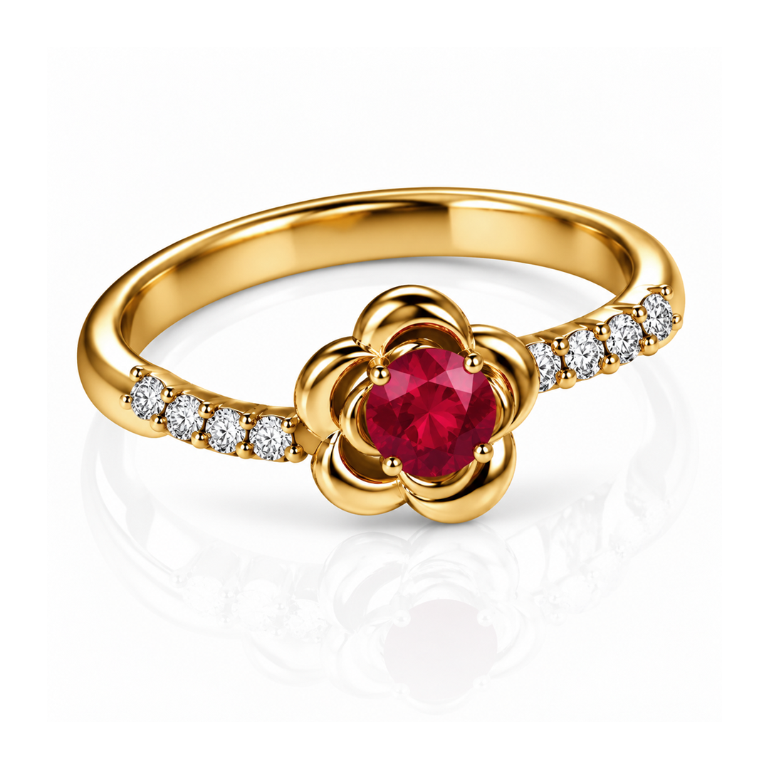 Rose Flower Engagement Ring