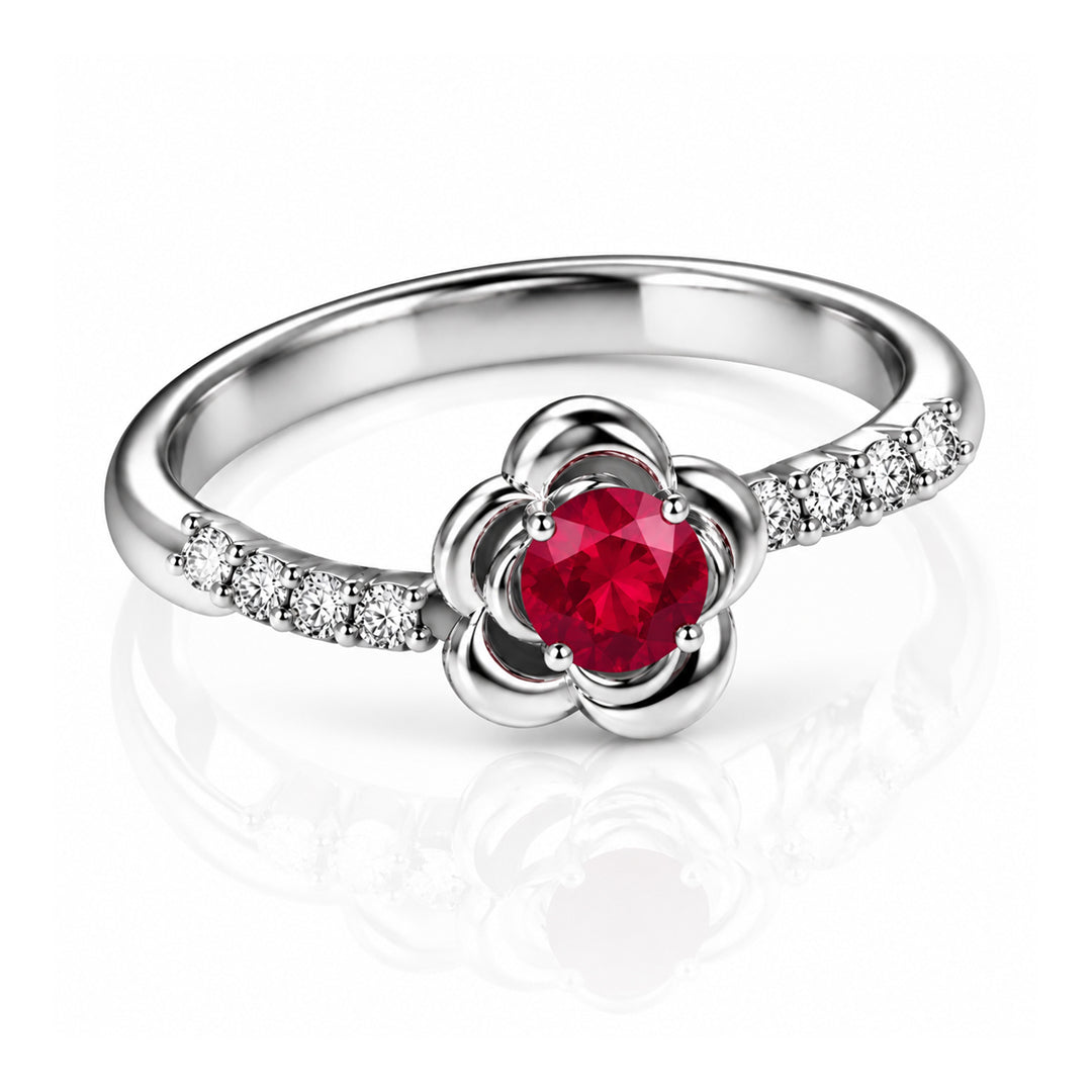 Rose Flower Engagement Ring