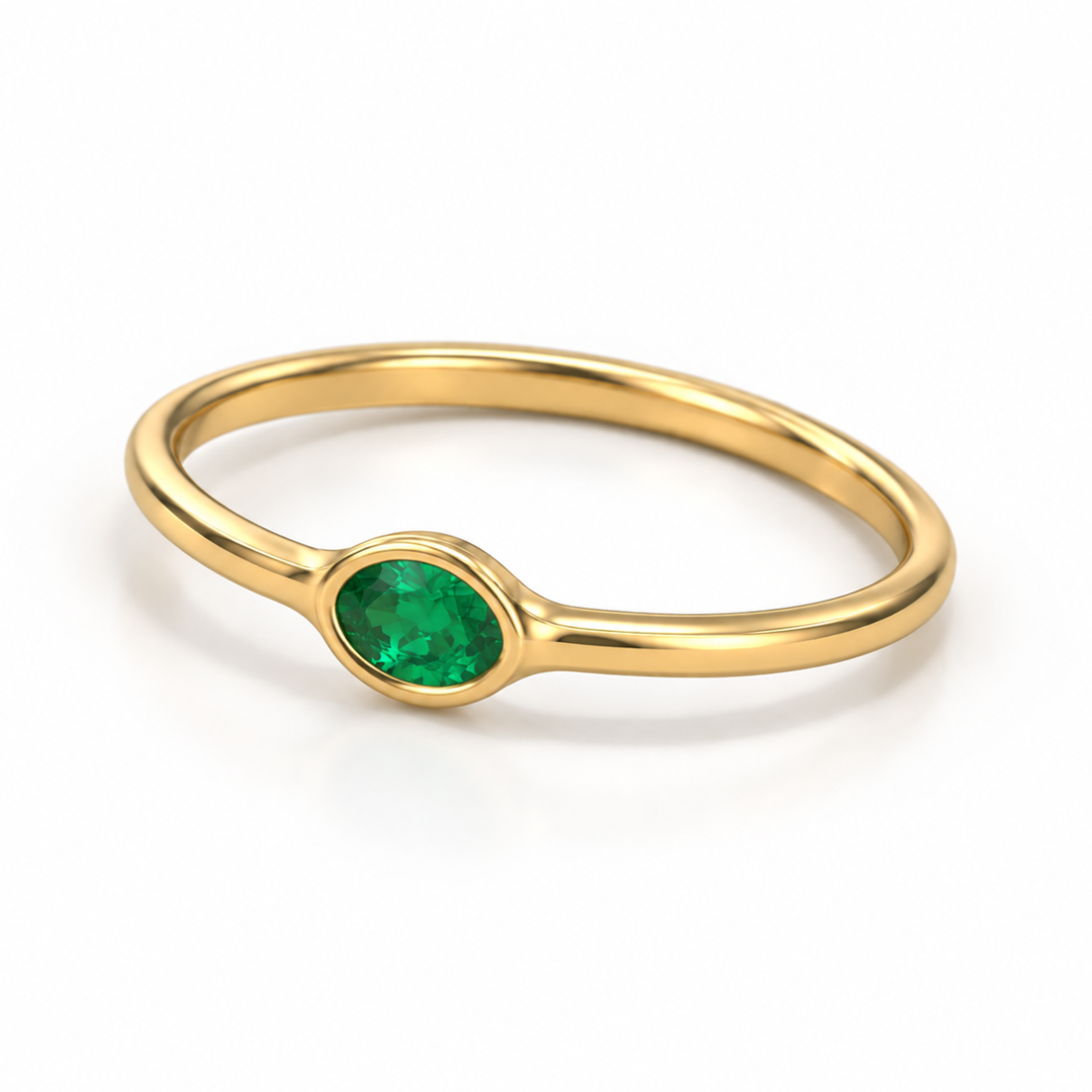 Sideways Oval Birthstone Ring