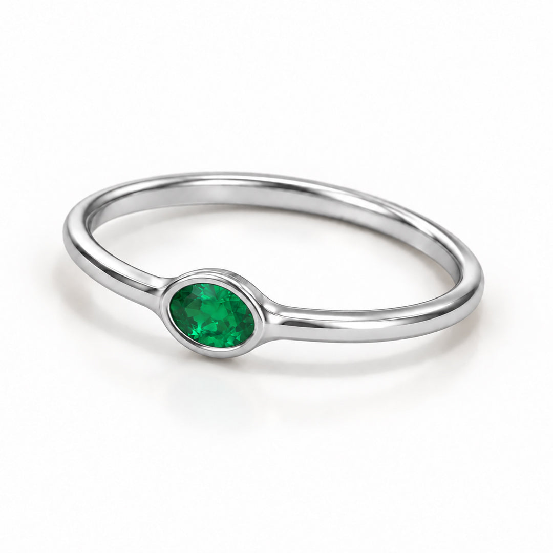 Sideways Oval Birthstone Ring