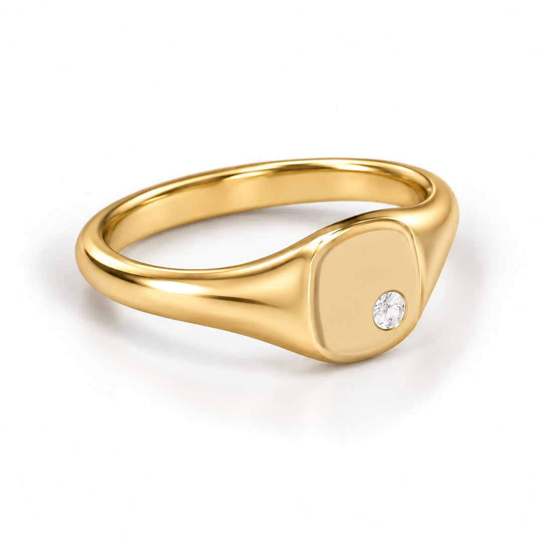 Signet Square Birthstone Ring