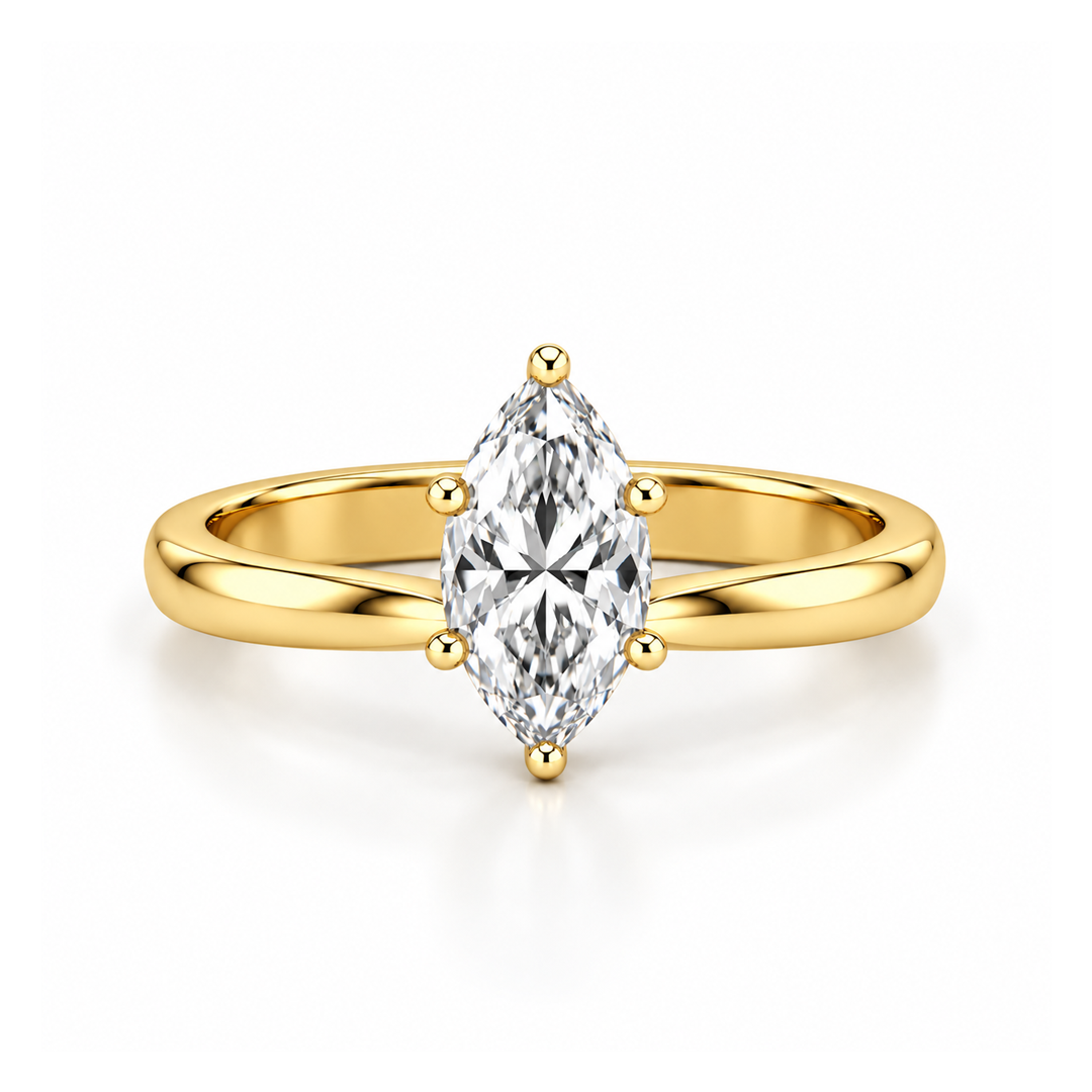 Simple Marquise Wedding Birthstone Ring