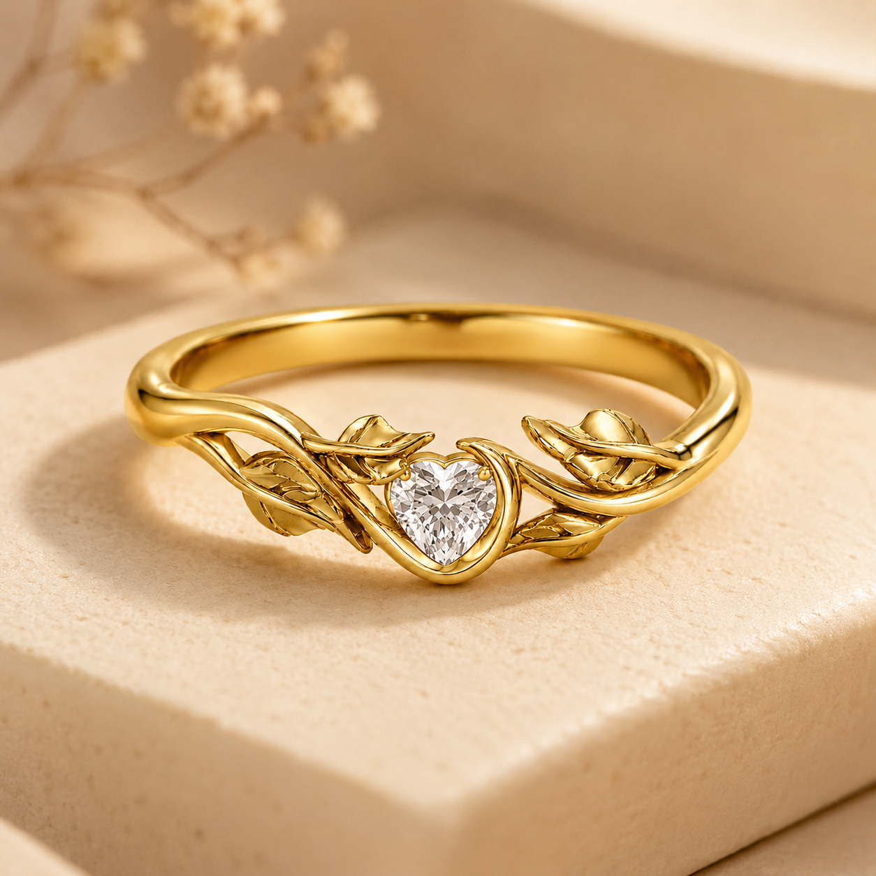 Floral Heart Band Ring