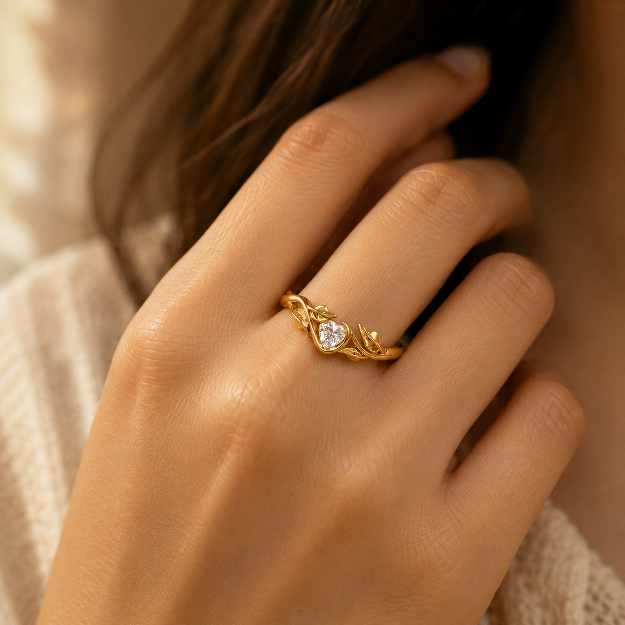 Floral Heart Band Ring