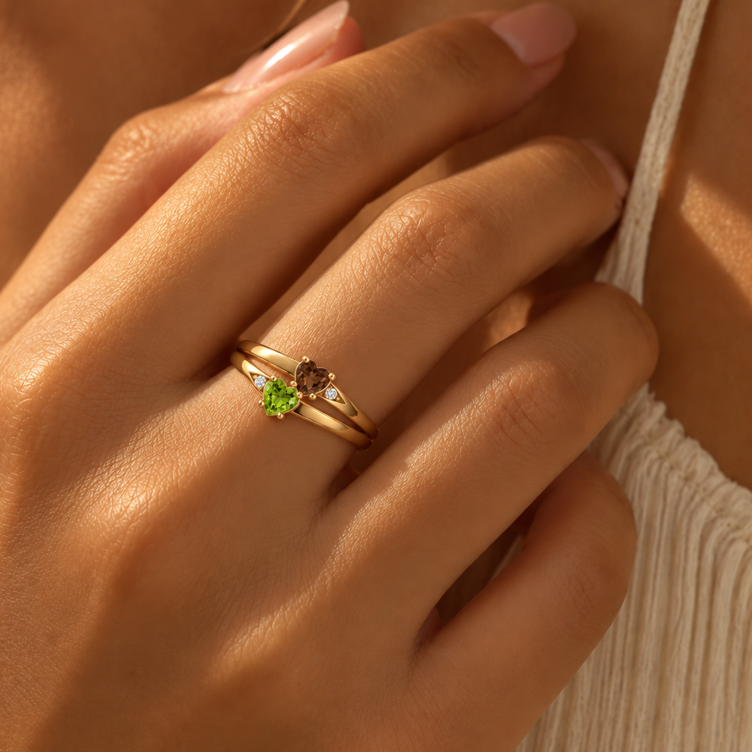 Split Duo Birthstone with Cut Out Ring