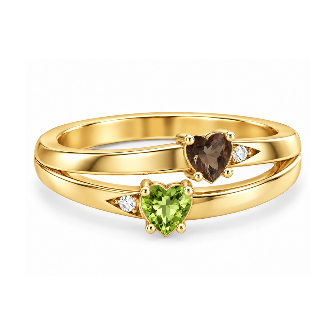 Split Duo Birthstone with Cut Out Ring