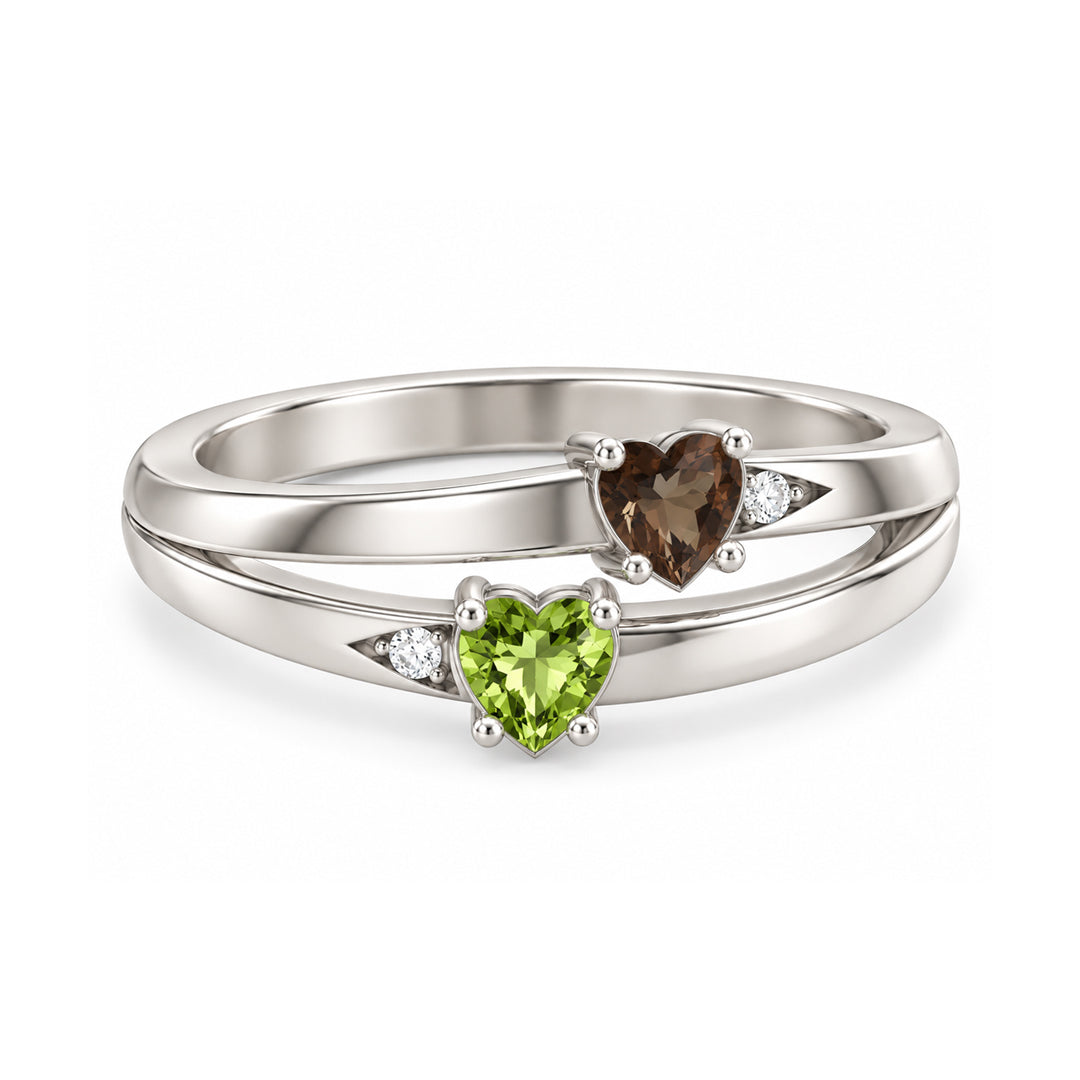 Split Duo Birthstone with Cut Out Ring
