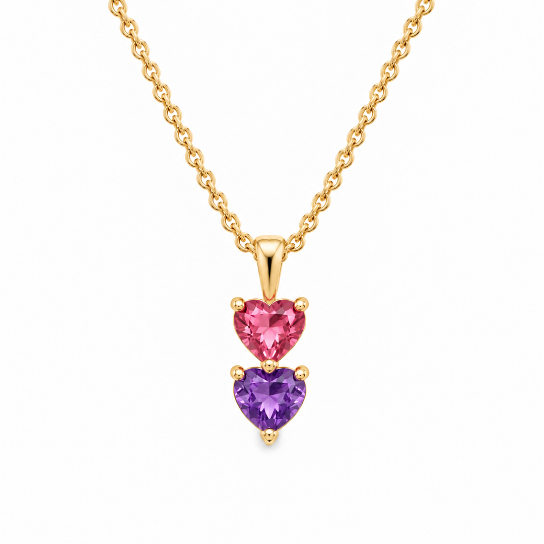 Stacking Hearts Birthstone Necklace