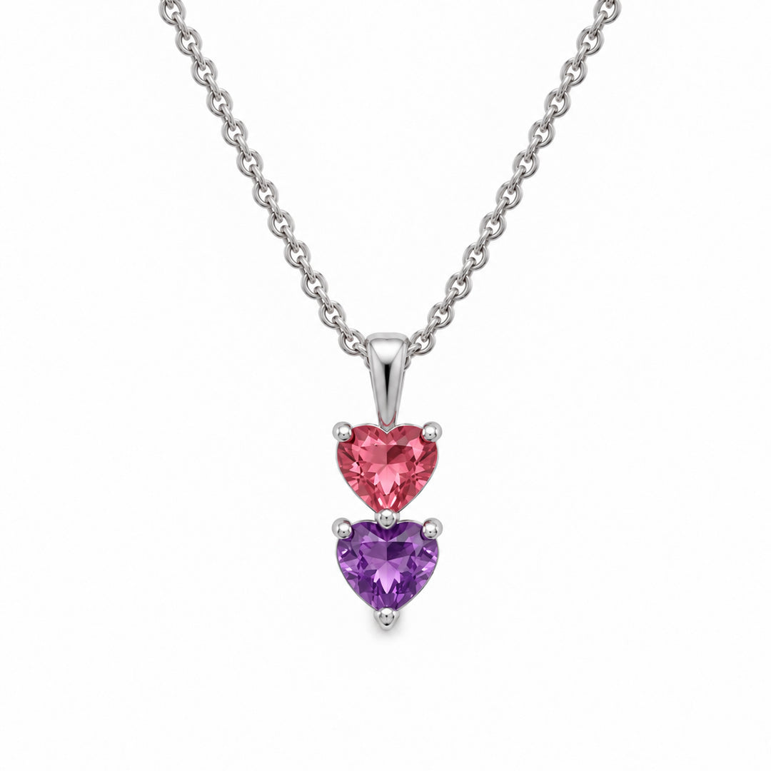 Stacking Hearts Birthstone Necklace