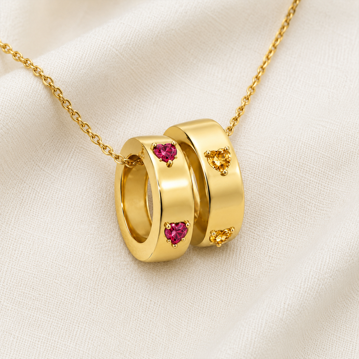 Stacking Ring with Birthstone Necklace