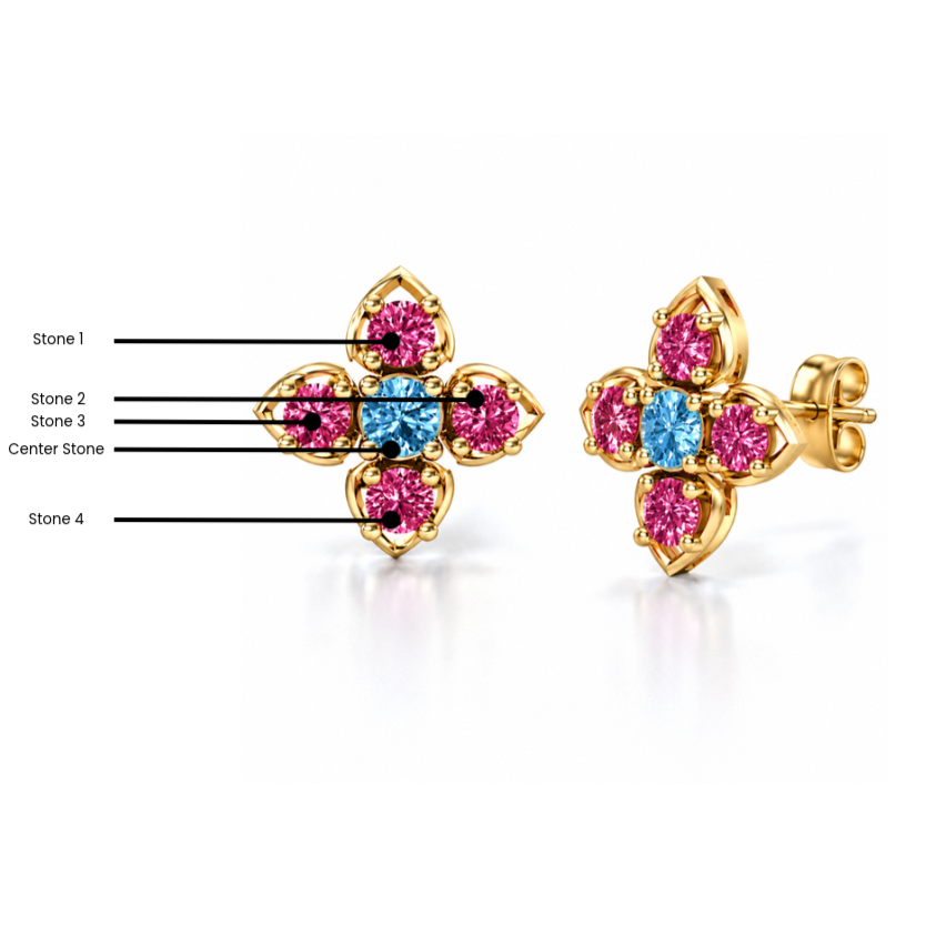 Glitter Flower Birthstone Earring