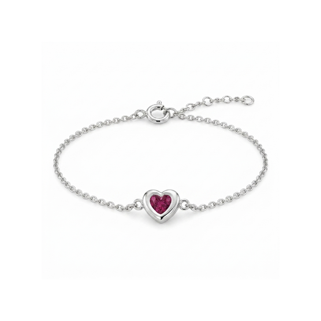 Puffy Heart Bracelet with Birthstone