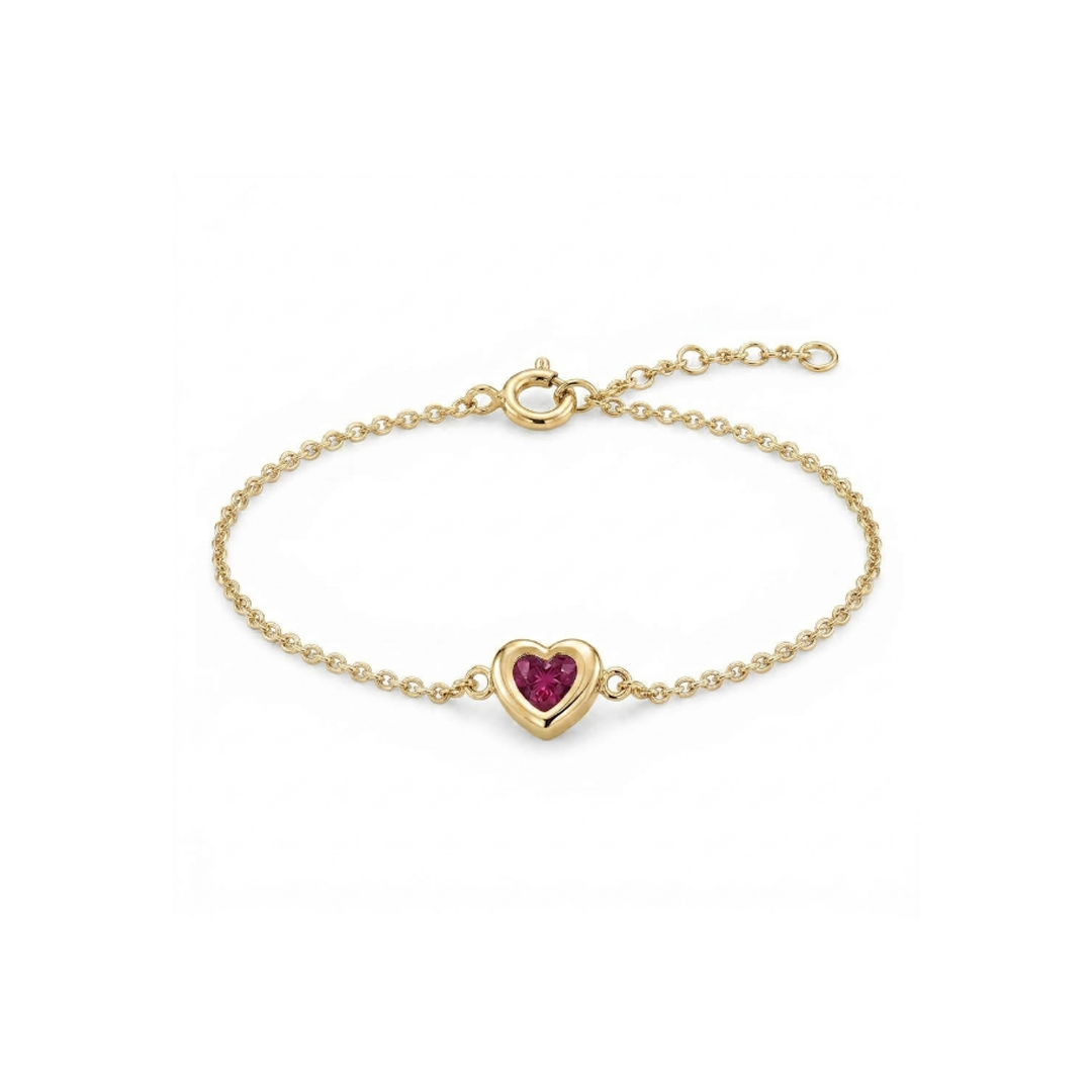 Puffy Heart Bracelet with Birthstone