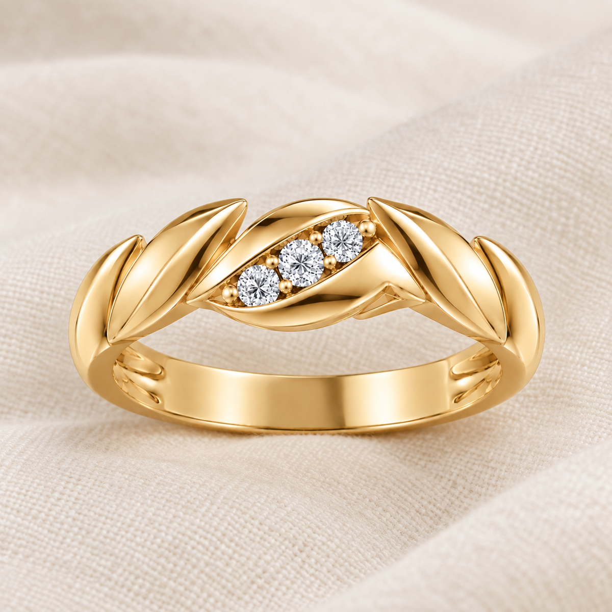 Sylvan Leaf Ring with Accent stones