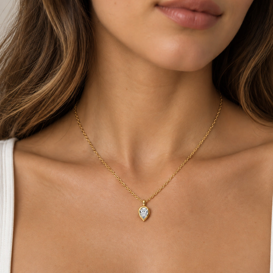 Tear Drop Birthstone Necklace