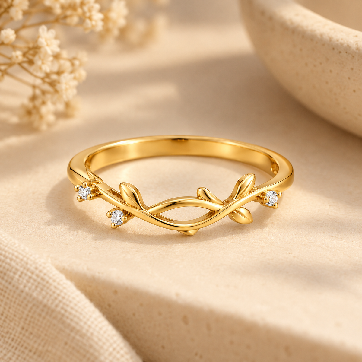 The Vine Ring with Stones