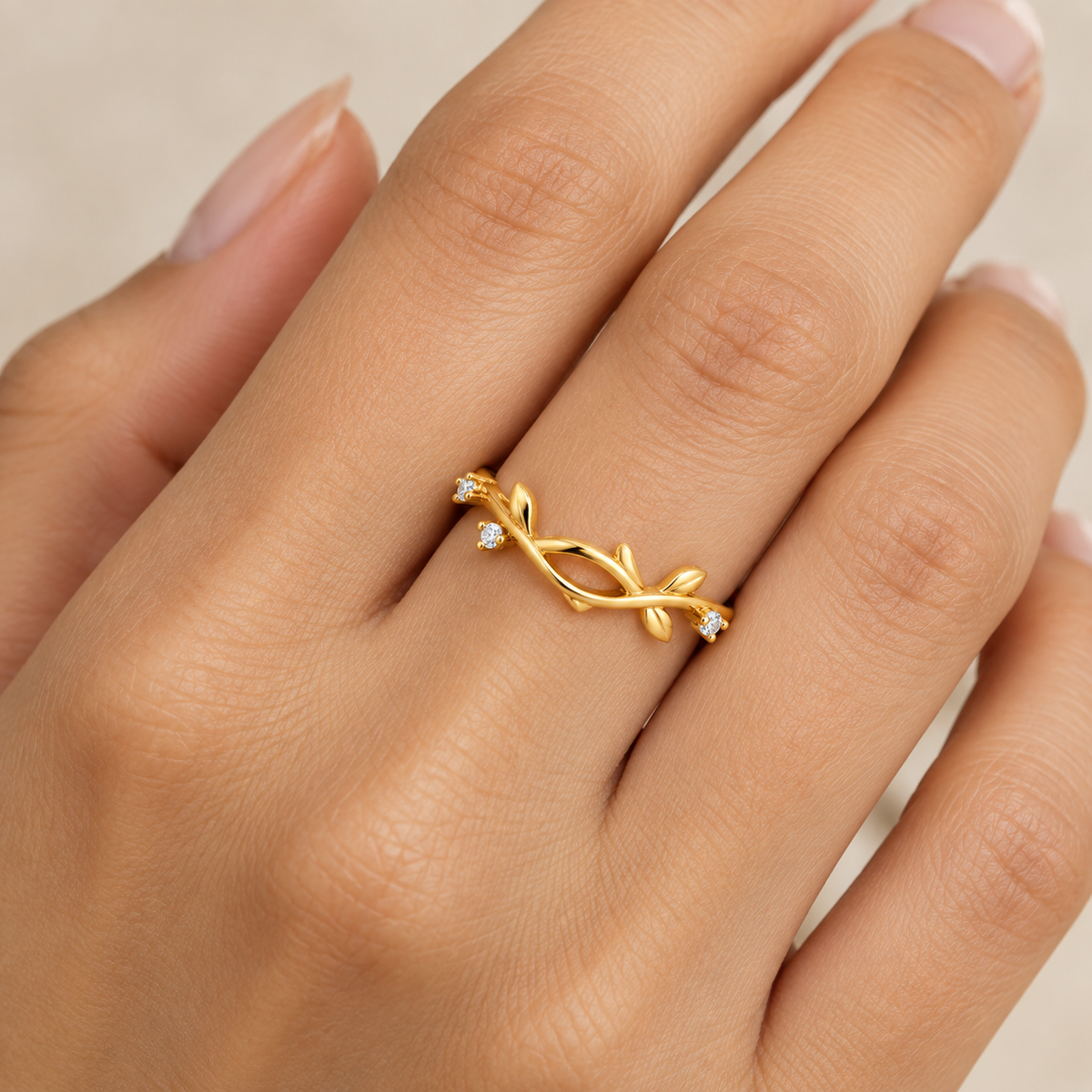 The Vine Ring with Stones