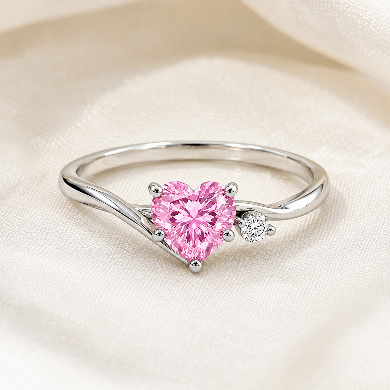 The Sweetheart Wave Ring with Accent Stones