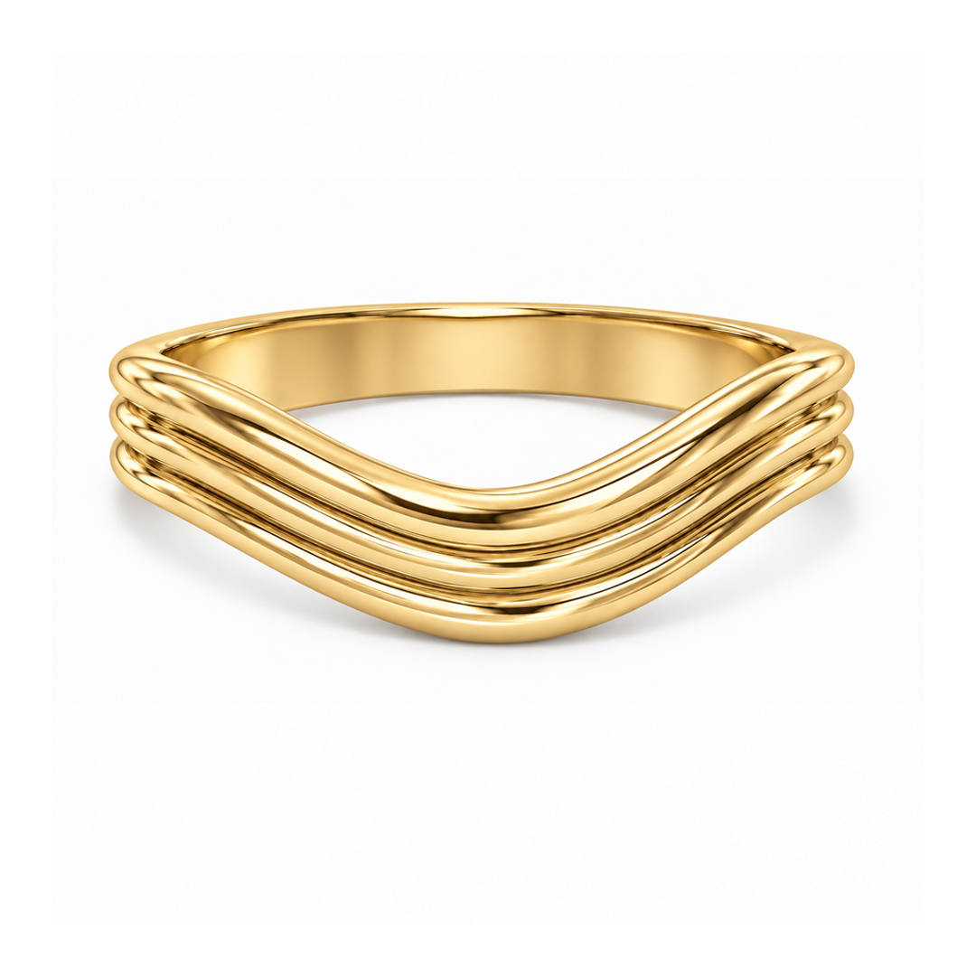Three Layer Wavy Ring