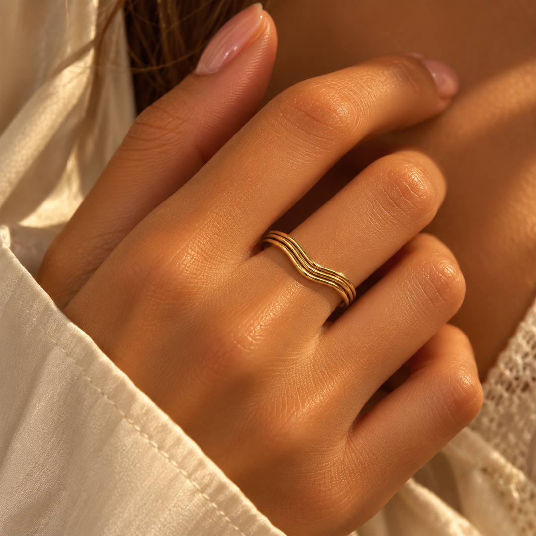 Three Layer Wavy Ring
