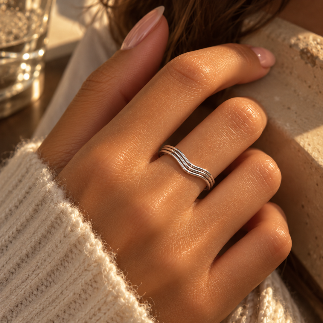 Three Layer Wavy Ring