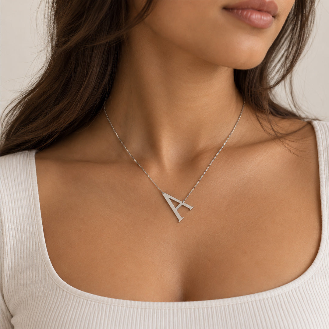 Tilted Initial Charm Necklace