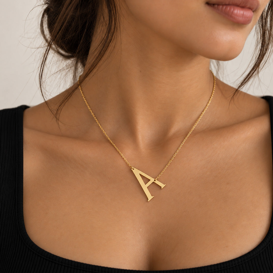 Tilted Initial Charm Necklace