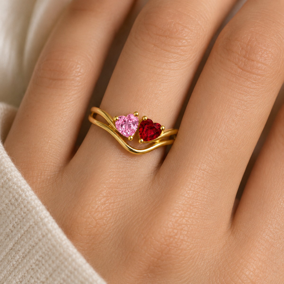 Toi et Moi Resting Heart Ring