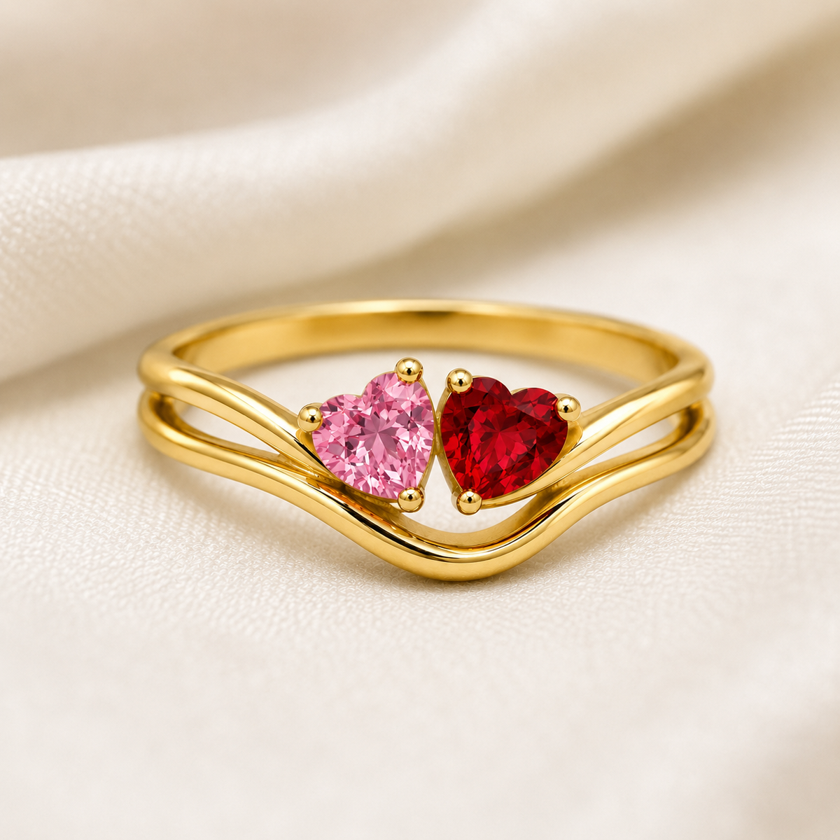 Toi et Moi Resting Heart Ring