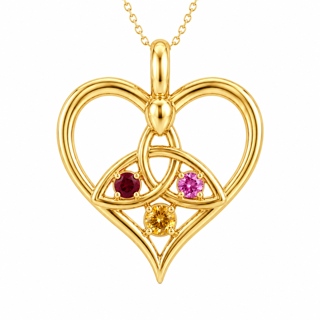 Trinity Knot Eternal Love Pendant with 3 Birthstones