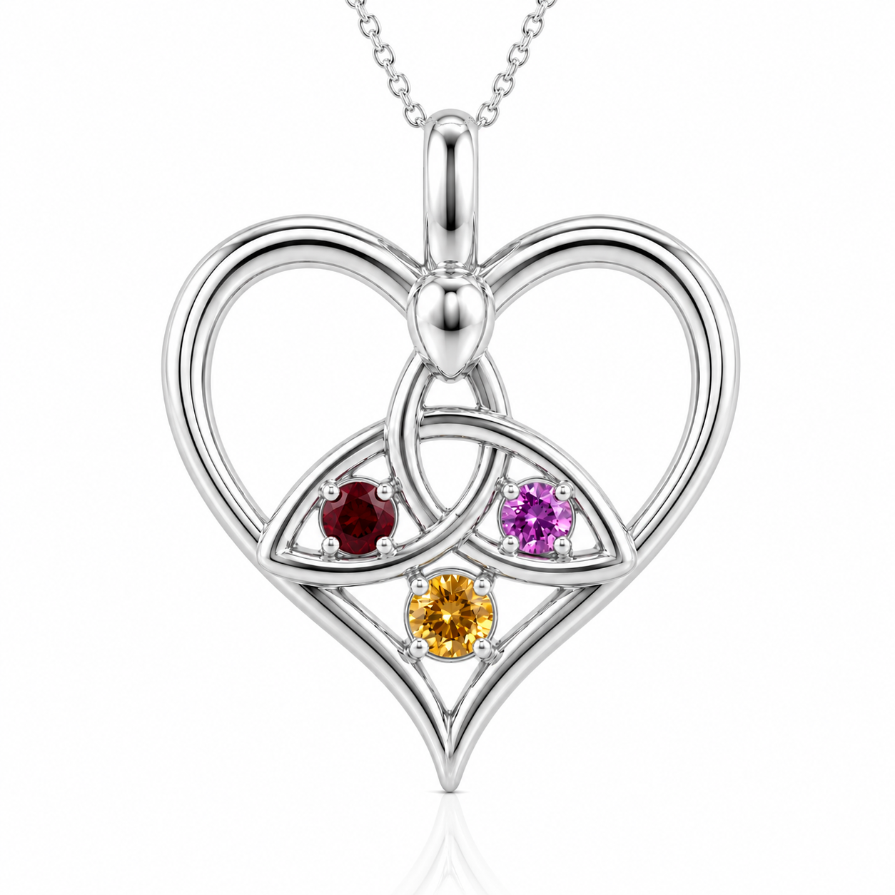 Trinity Knot Eternal Love Pendant with 3 Birthstones
