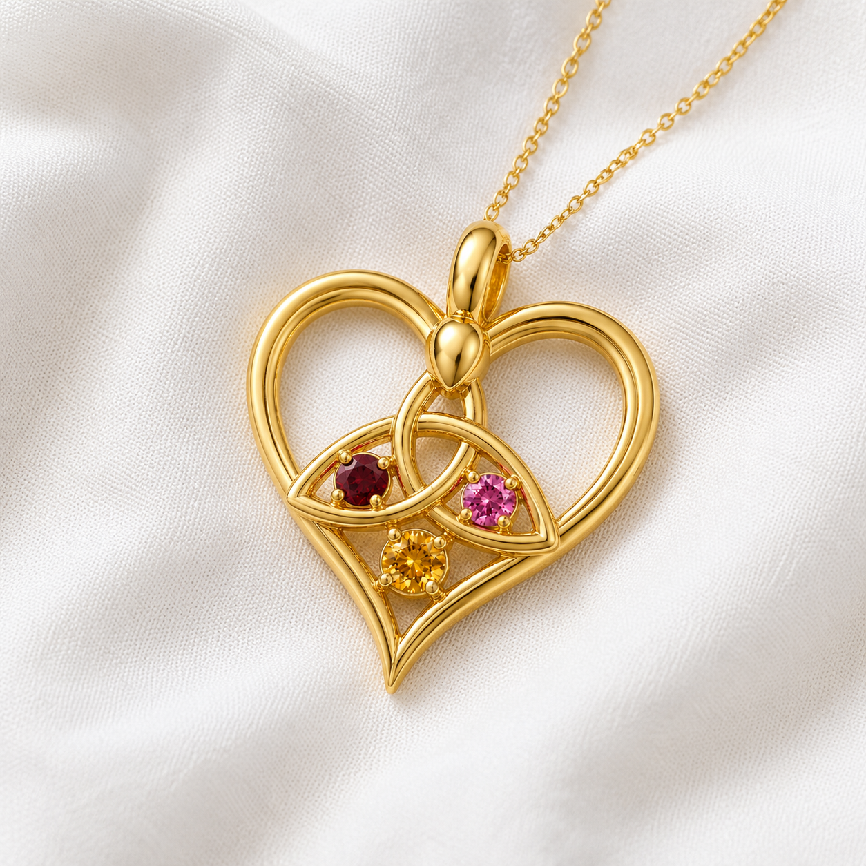 Trinity Knot Eternal Love Pendant with 3 Birthstones