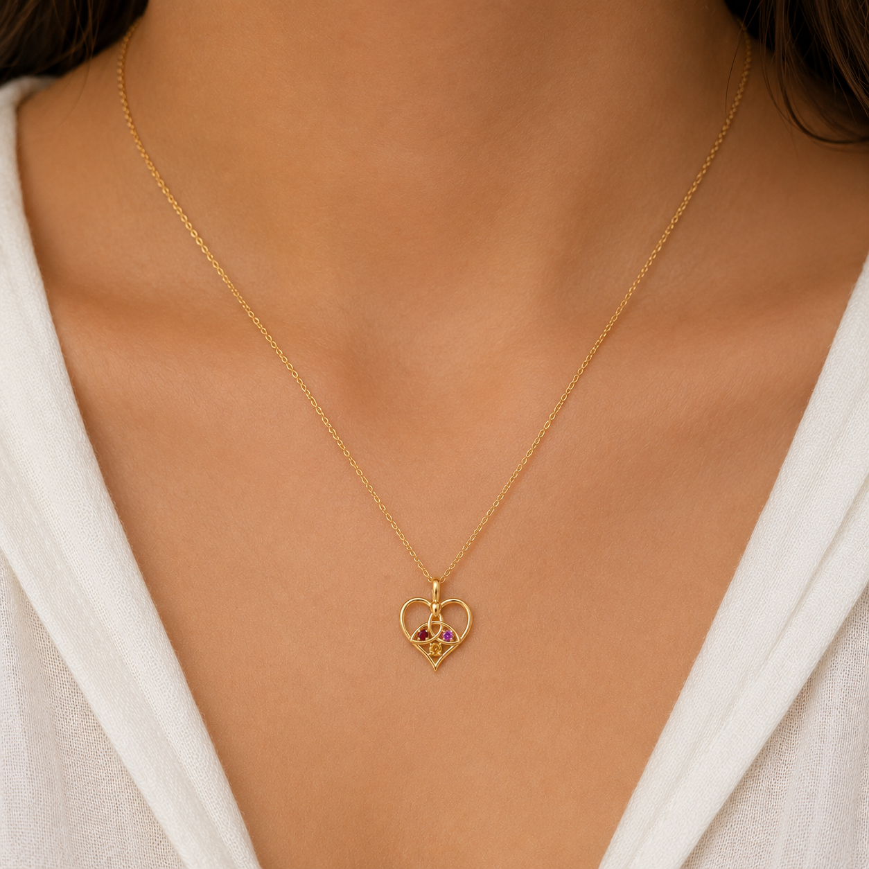 Trinity Knot Eternal Love Pendant with 3 Birthstones