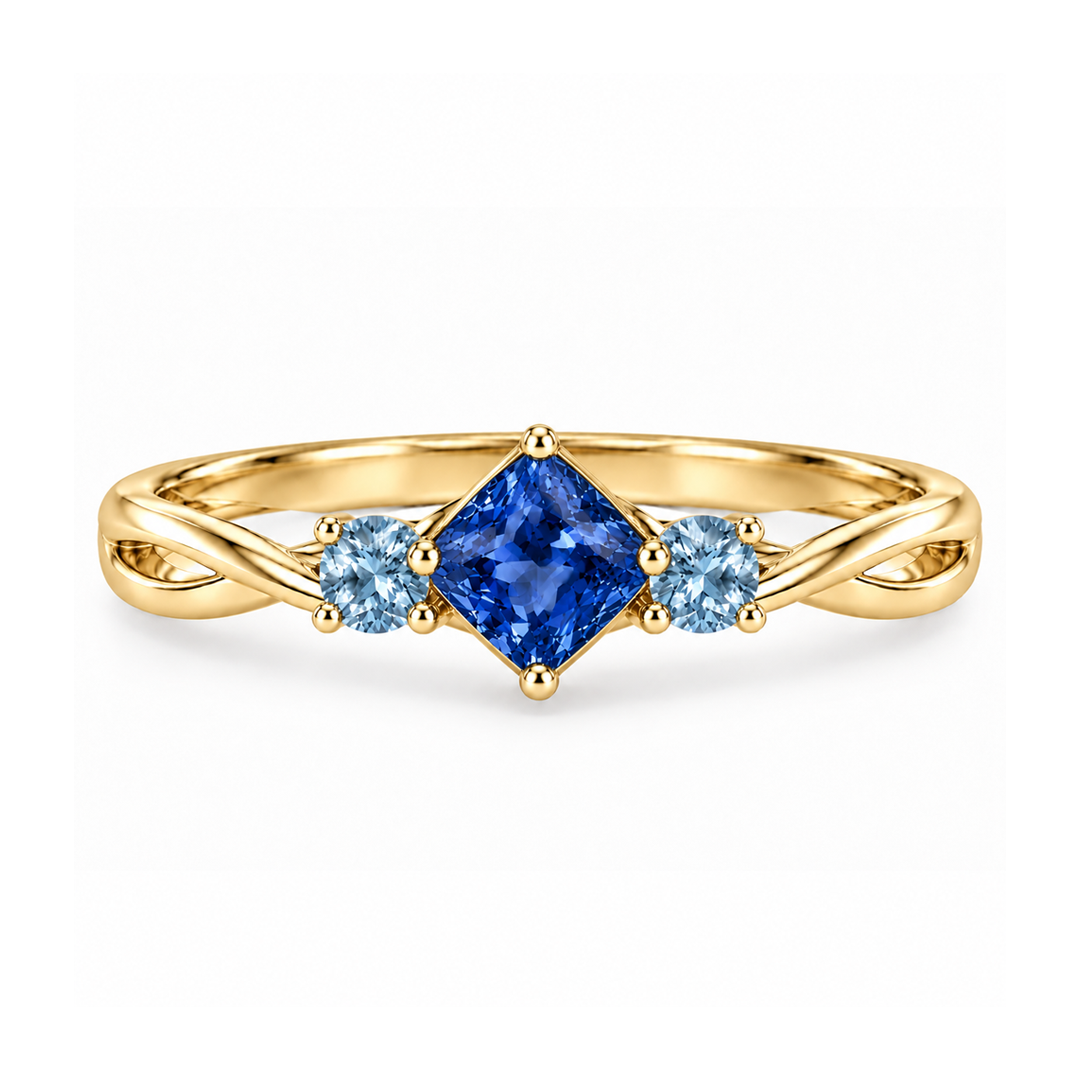 Trio Cushion Cut Birthstone Ring