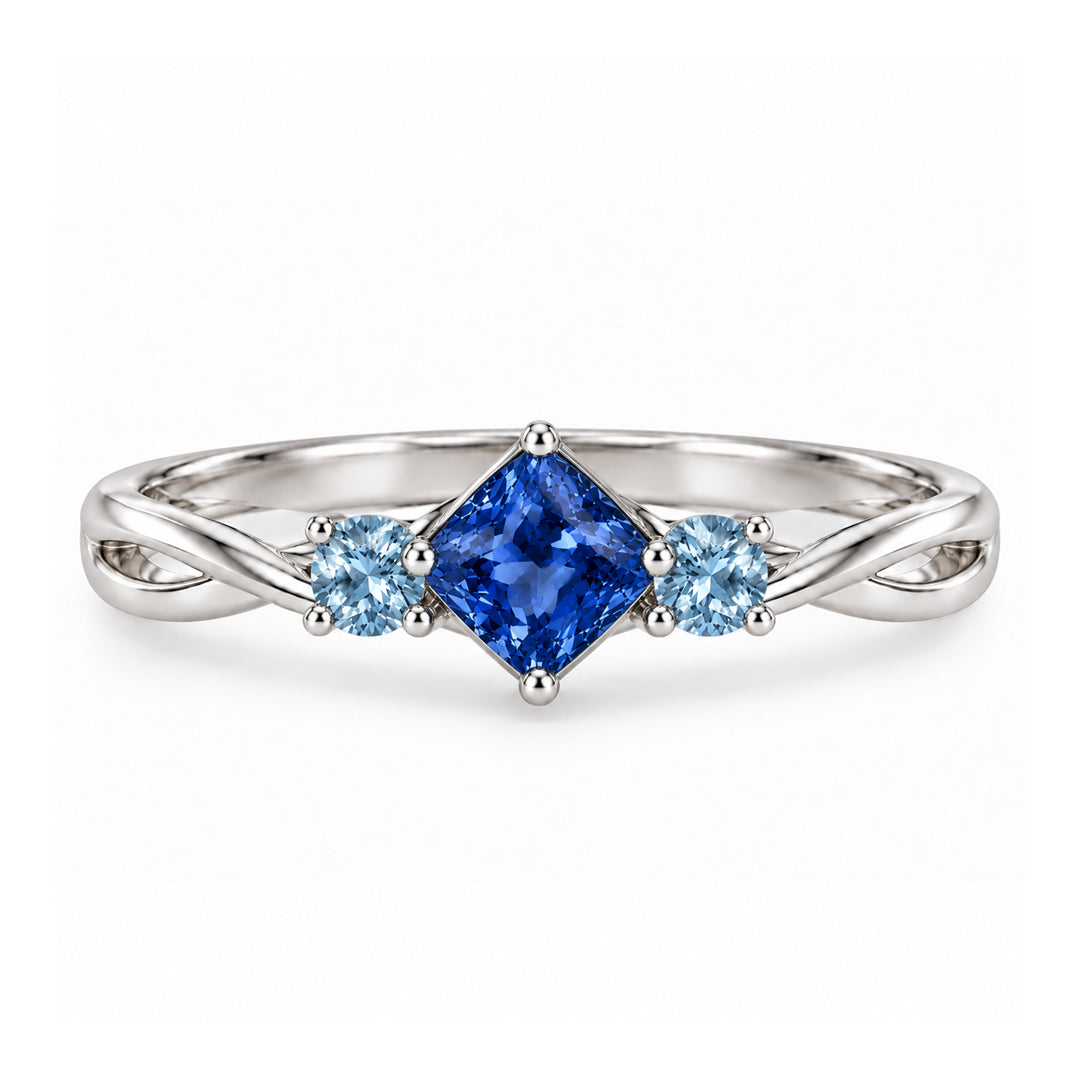 Trio Cushion Cut Birthstone Ring