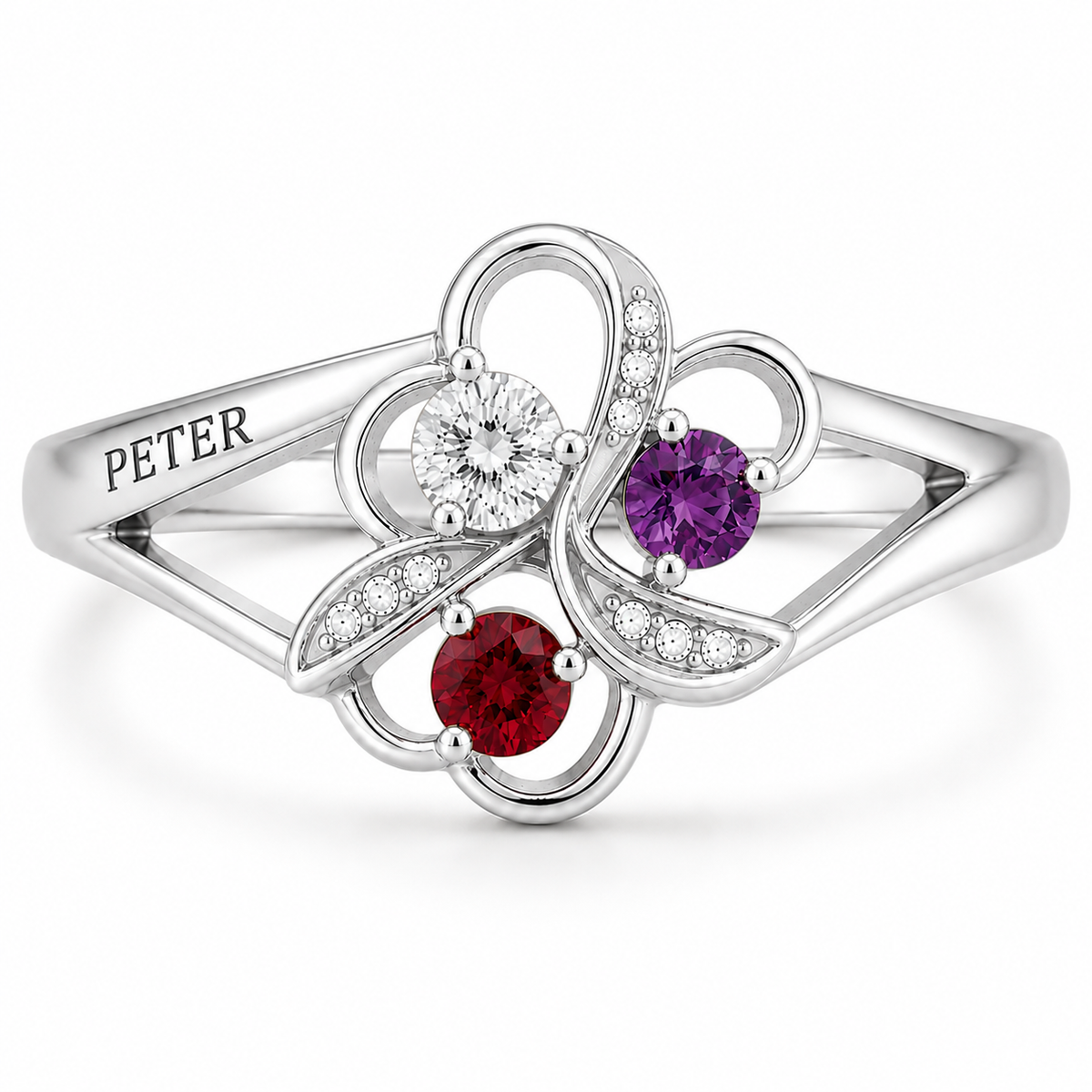 Trio Love Knot Ring with Birth Stone