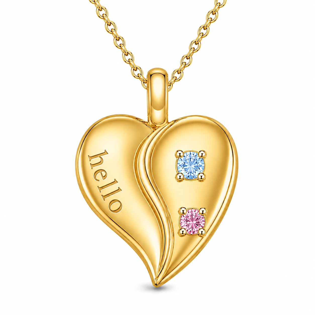 Two Souls Heart with Birthstones