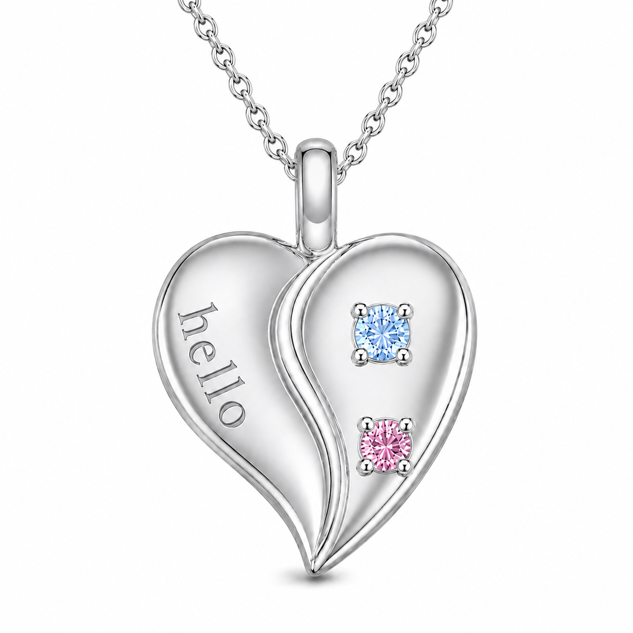 Two Souls Heart with Birthstones