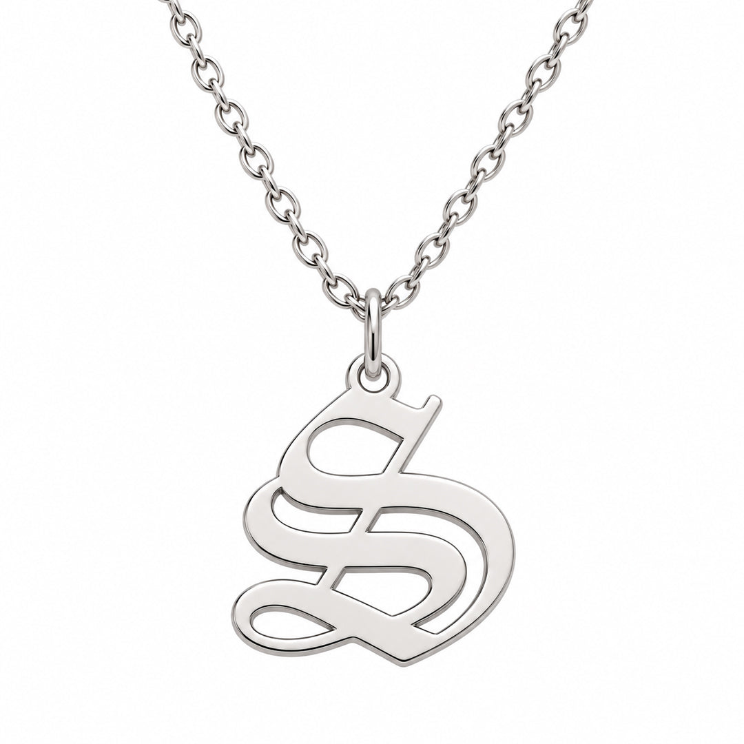 Vintage Gothic Initial Necklace