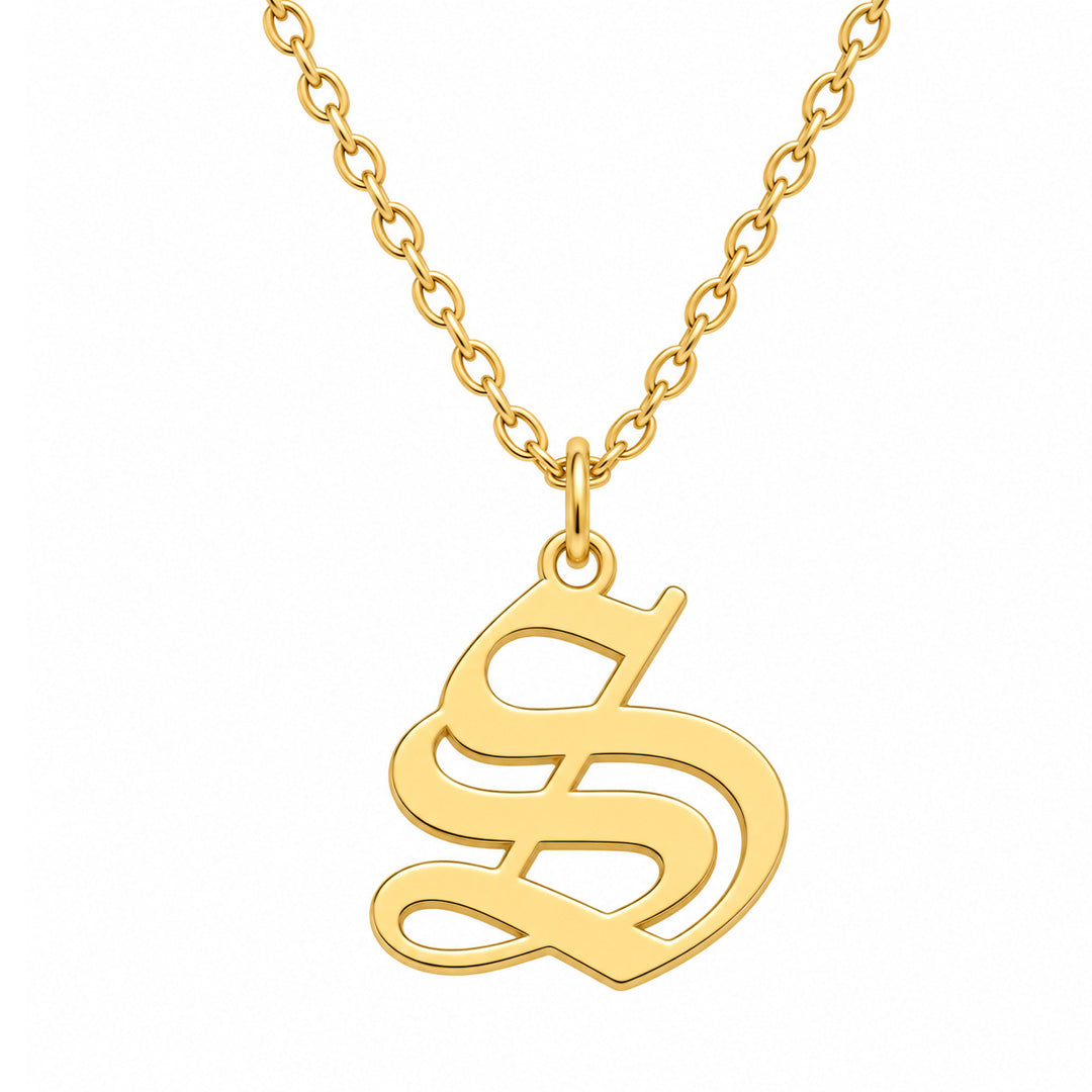 Vintage Gothic Initial Necklace