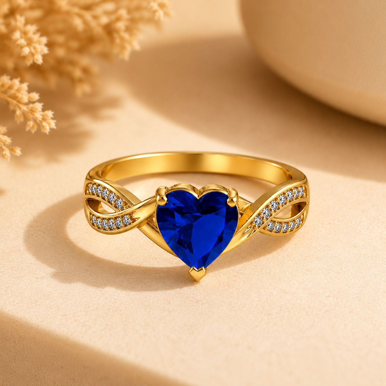Heart Stone Wave Accent Ring