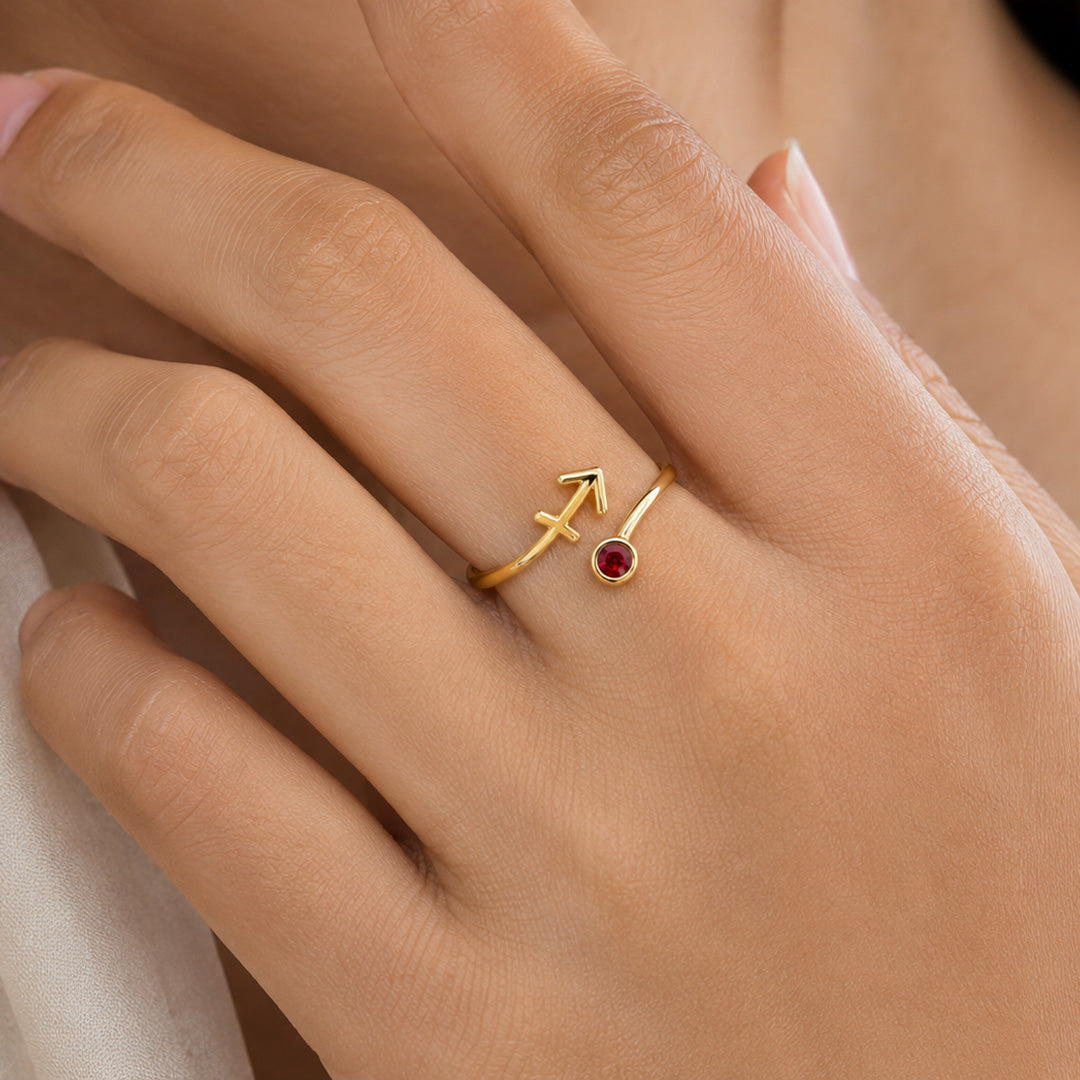 Zodiac Harmony Birthstone Ring