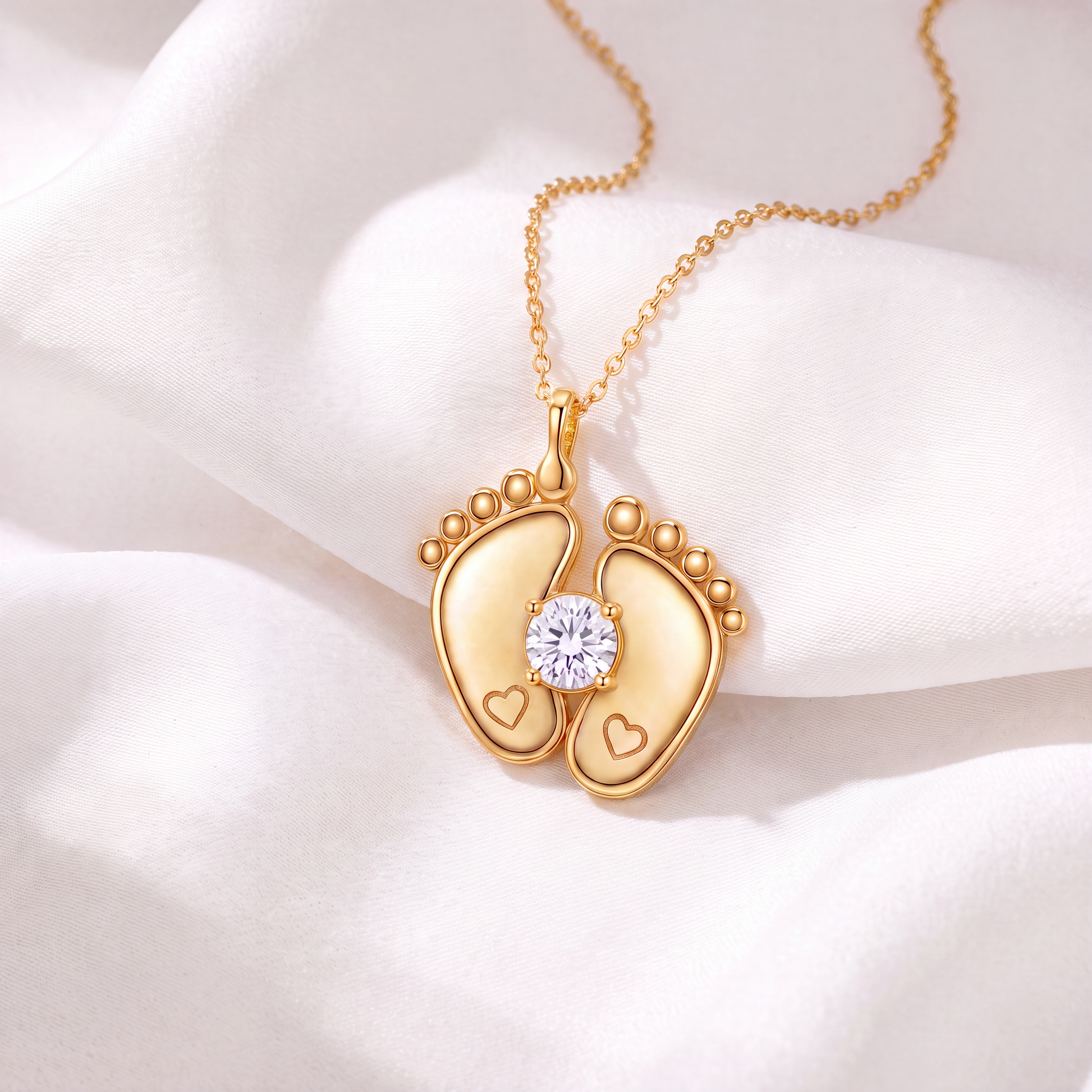Baby Feet Birthstone Necklace