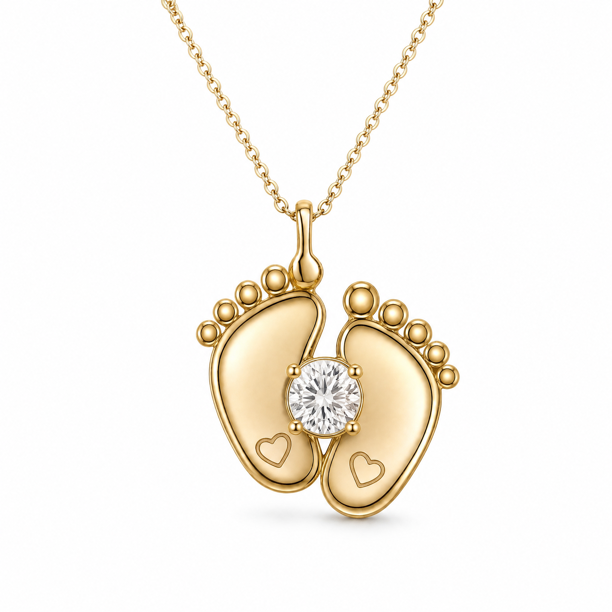 Baby Feet Birthstone Necklace
