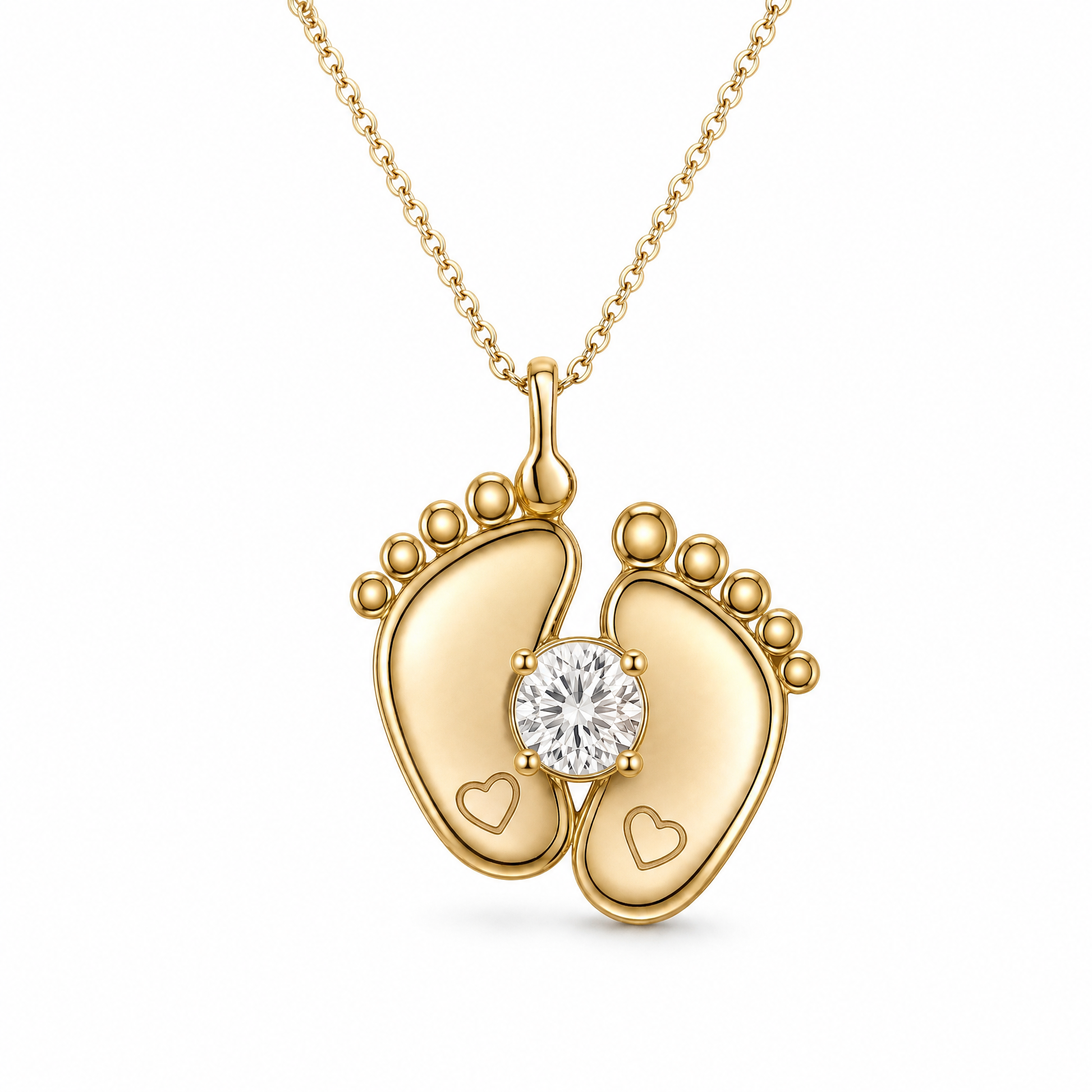 Baby Feet Birthstone Necklace