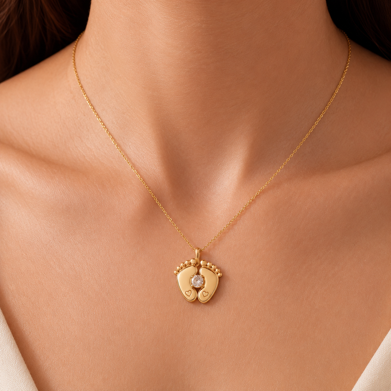 Baby Feet Birthstone Necklace