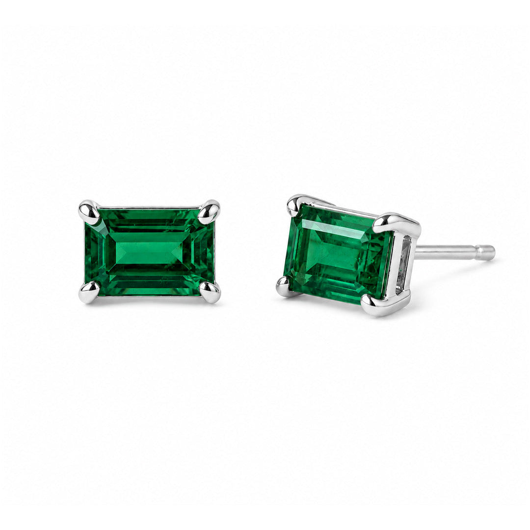 Baguette Birthstone Stud Earrings