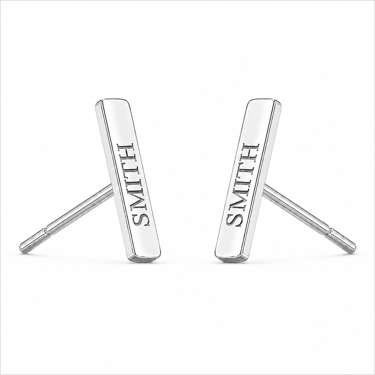 Engravable Bar Stud Earrings