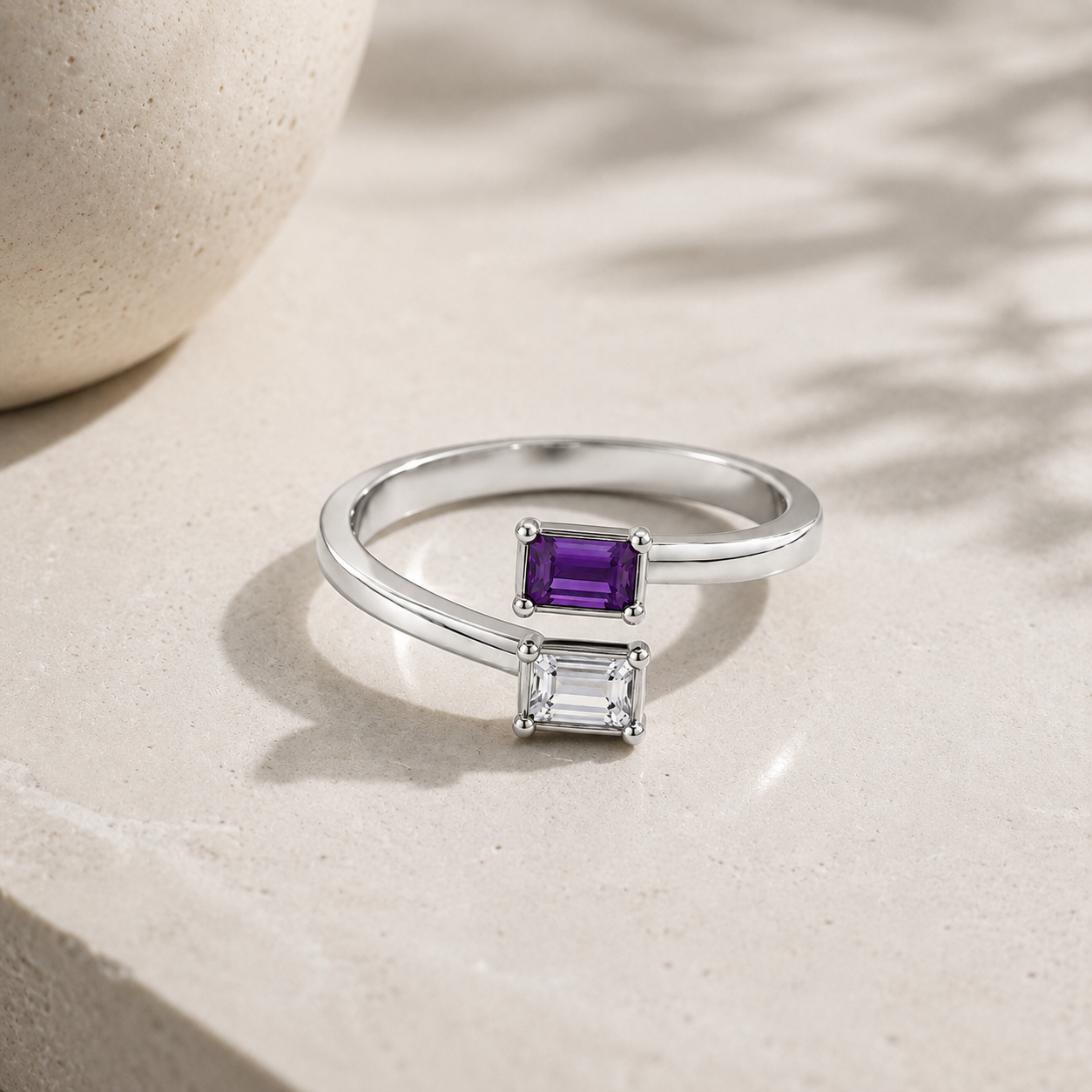 Birthstone Bypass Ring